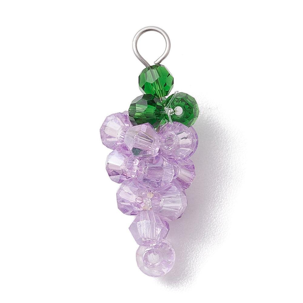 Bedel grape faceted pink RVS zilver 30x12mm-bedels-Kraaltjes van Renate