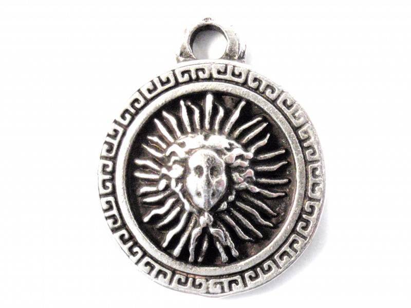 Bedel griekse munt metaal zilver DQ 28x24mm-Kraaltjes van Renate