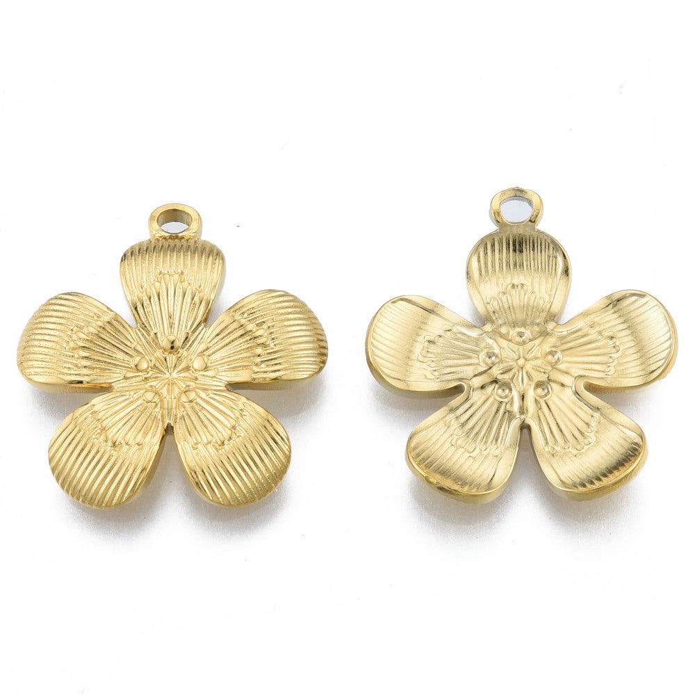 Bedel grote bloem goud 18K 27x25mm-bedels-Kraaltjes van Renate