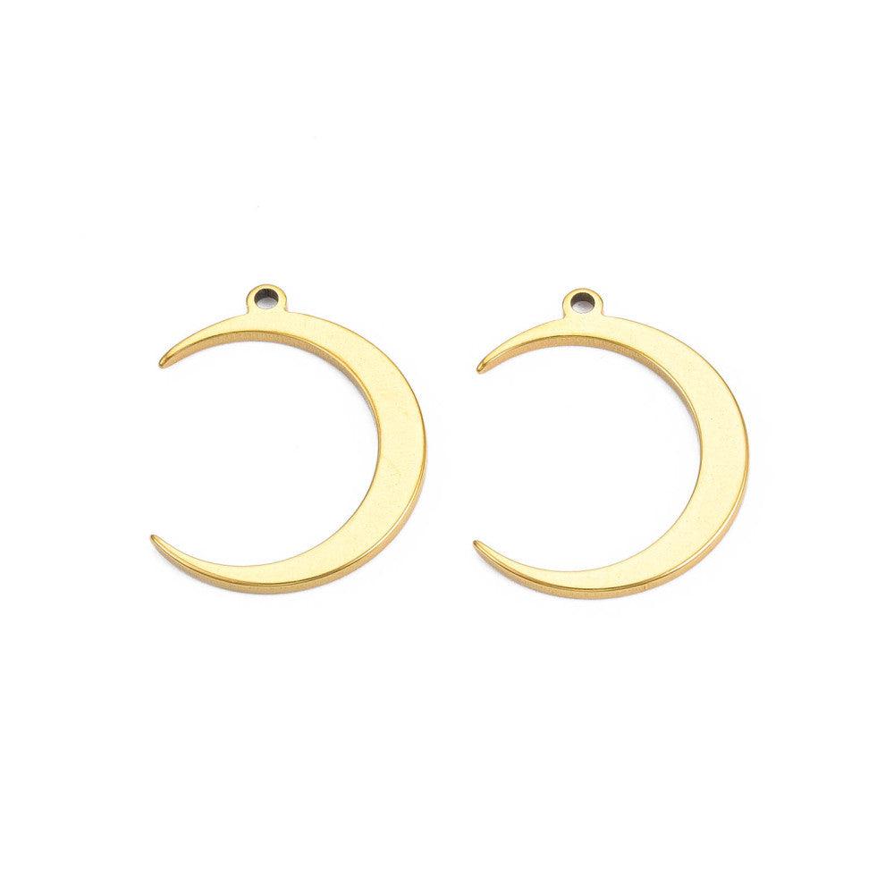 Bedel halve maan Stainless steel 18K gold 25,5mm-bedels-Kraaltjes van Renate