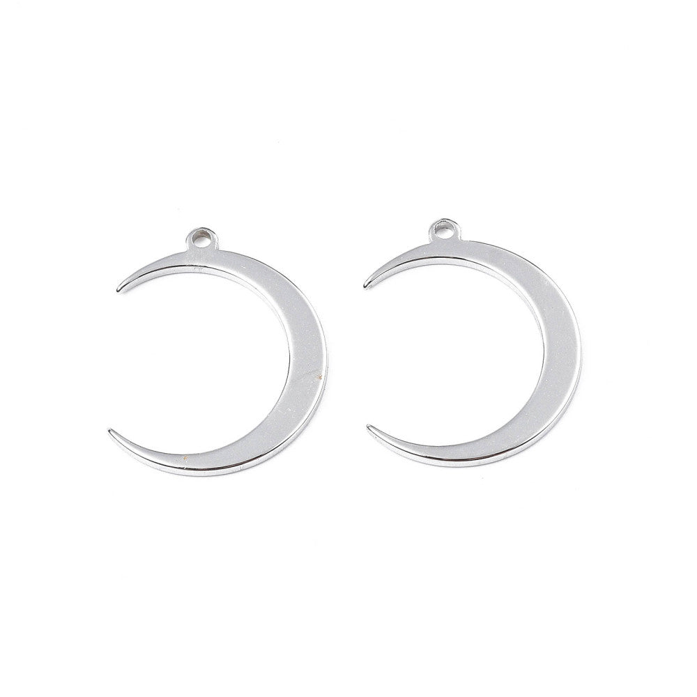 Bedel halve maan Stainless steel zilver 15mm-bedels-Kraaltjes van Renate