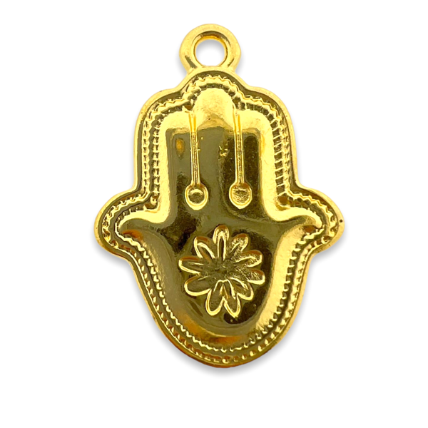 Bedel hamsa hand Goud 24kr DQ 15x20mm-bedels-Kraaltjes van Renate