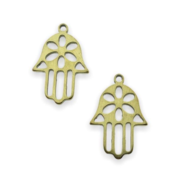 Bedel hamsa hand RVS goud 18x12mm-Kraaltjes van Renate