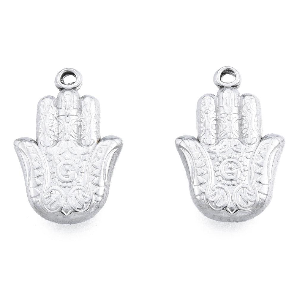 Bedel hamsa hand Stainless steel zilver 24mm-bedels-Kraaltjes van Renate