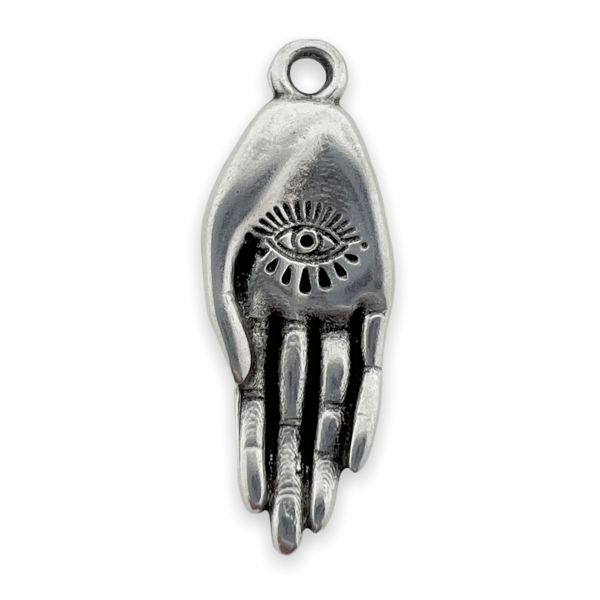 Bedel hamsa hand Zilver DQ 9x23mm-bedels-Kraaltjes van Renate