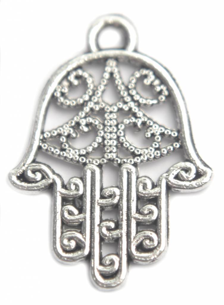 Bedel hamsa hand zilver 21mm - 8 stuks-Kraaltjes van Renate