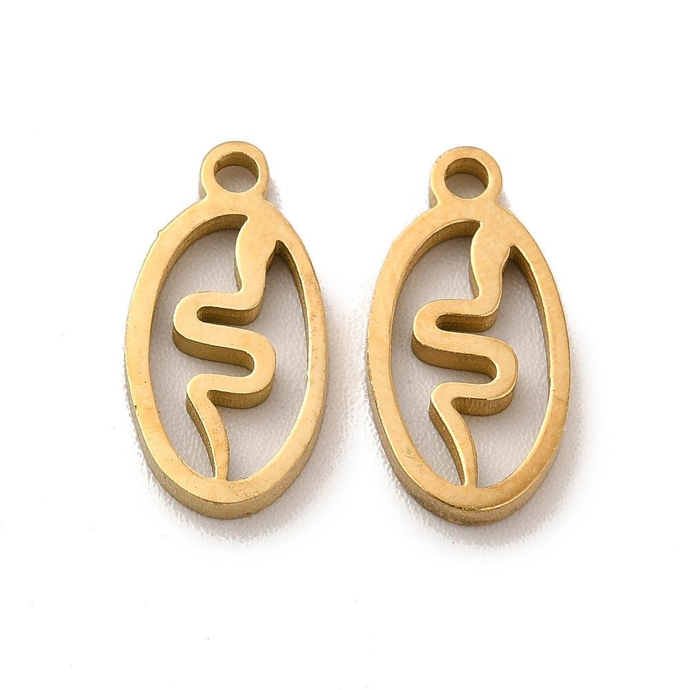 Bedel hanger RVS goud slang 13x7x1,5mm-bedels-Kraaltjes van Renate