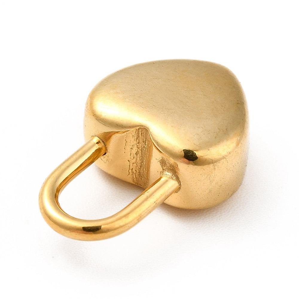 Bedel hangslotje hart Stainless steel 18K gold 19mm-bedels-Kraaltjes van Renate