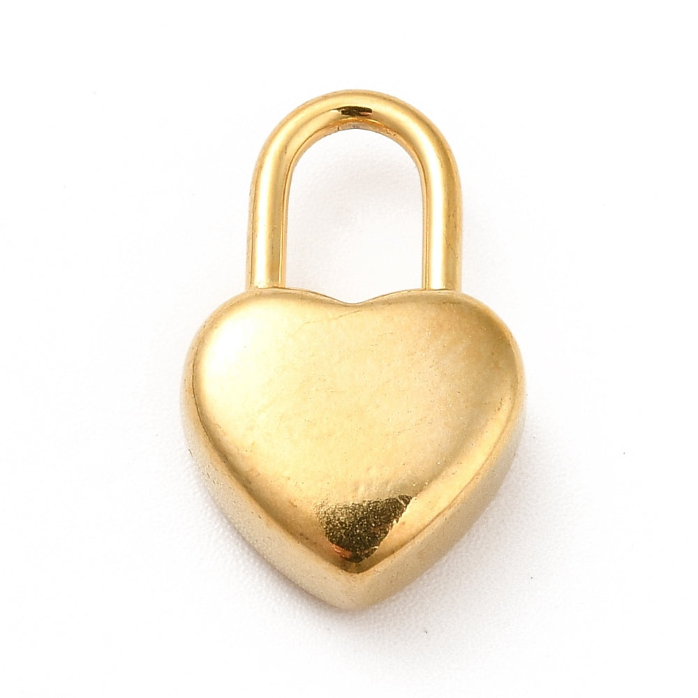 Bedel hangslotje hart Stainless steel 18K gold 19mm-bedels-Kraaltjes van Renate