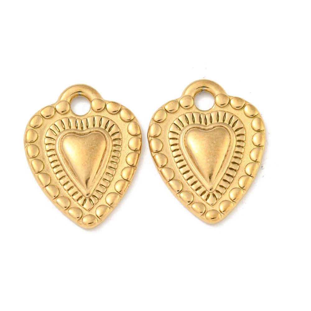 Bedel hart 18K RVS goud 20x15mm-bedels-Kraaltjes van Renate