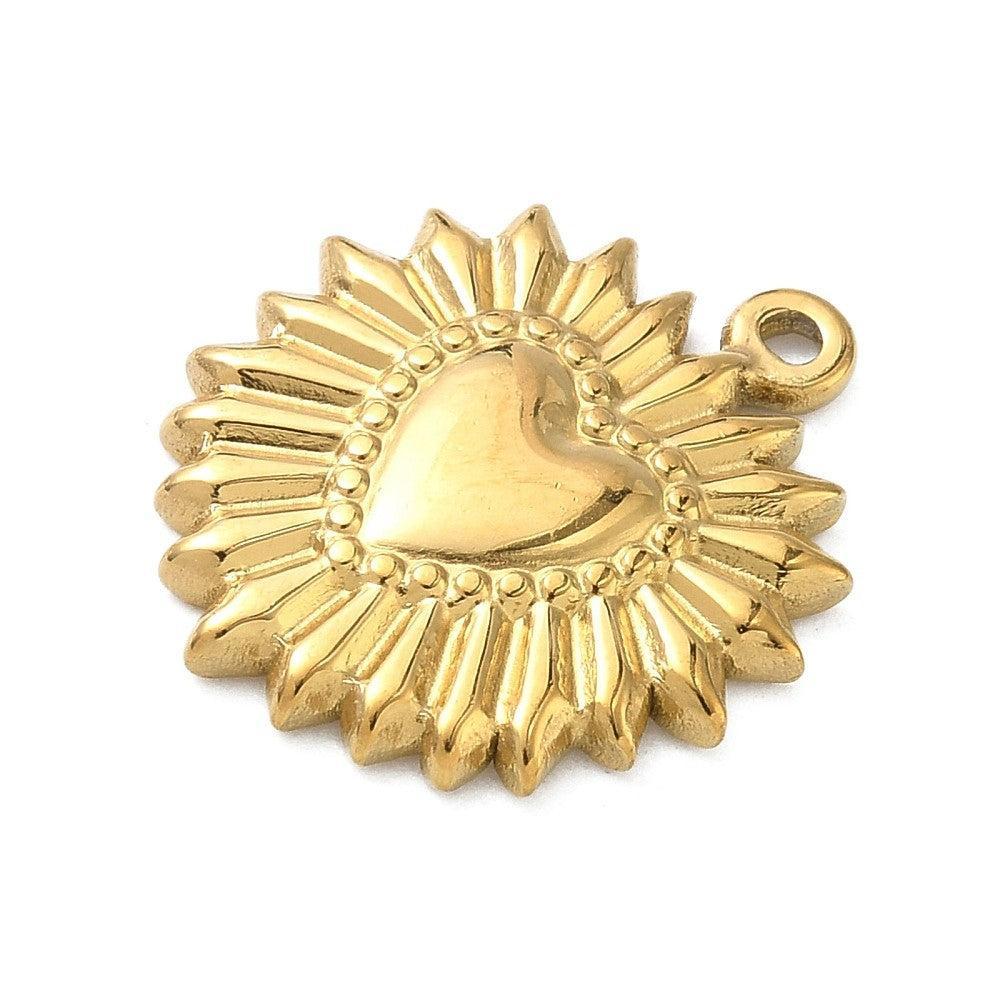 Bedel hart RVS 18K Gold plated 23mm - per stuk-bedels-Kraaltjes van Renate
