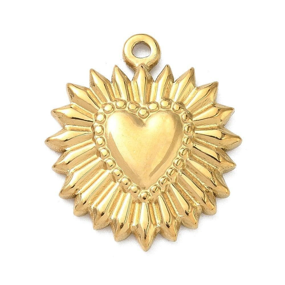 Bedel hart RVS 18K Gold plated 23mm - per stuk-bedels-Kraaltjes van Renate