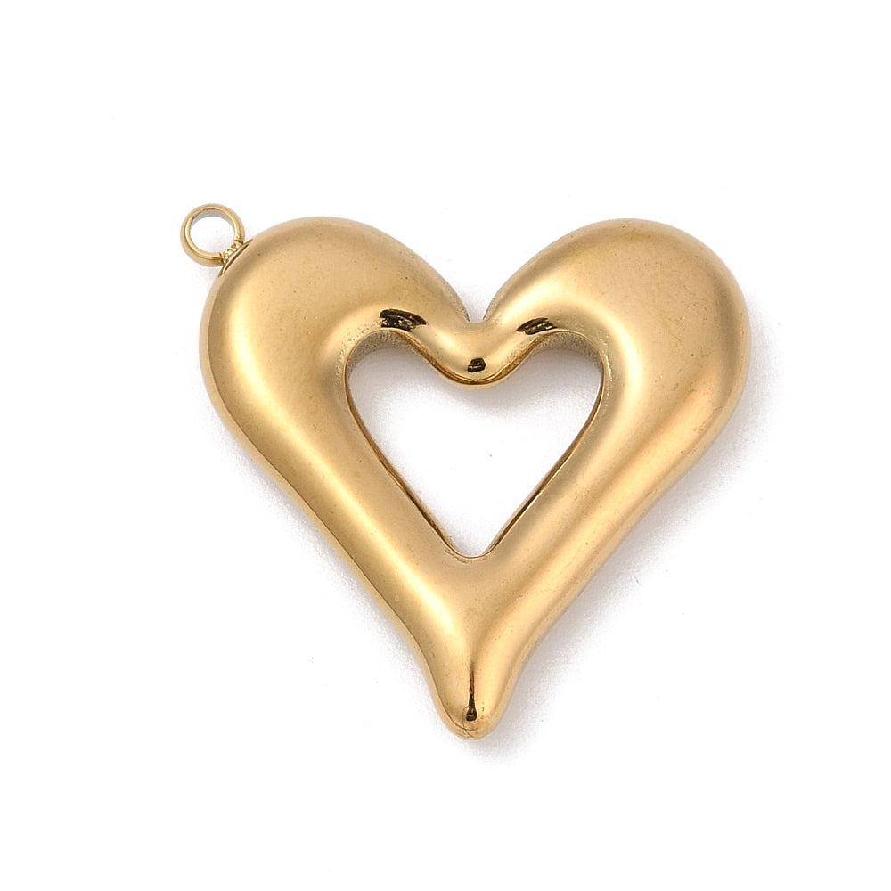 Bedel hart RVS 18K Goud 25mm - per stuk-bedels-Kraaltjes van Renate