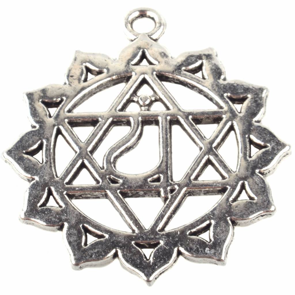 Bedel hart chakra 'anahata' Zilver 34x30mm-Kraaltjes van Renate
