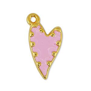 Bedel hart dots Light pink-Goud DQ 12x23mm-bedels-Kraaltjes van Renate