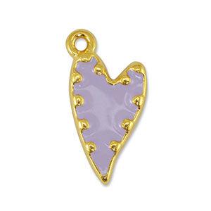Bedel hart dots Lilac-Goud DQ 12x23mm-bedels-Kraaltjes van Renate
