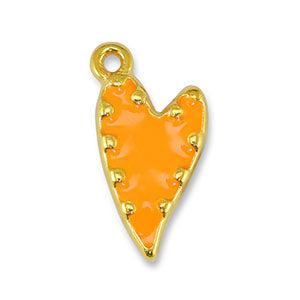 Bedel hart dots Orange-Goud DQ 12x23mm-bedels-Kraaltjes van Renate