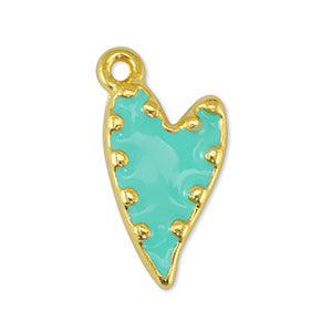 Bedel hart dots Veraman blue-Goud DQ 12x23mm-bedels-Kraaltjes van Renate