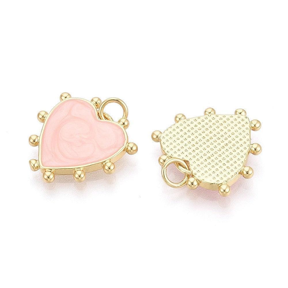 Bedel hart emaille peach 16K Gold plated 18mm - per stuk-bedels-Kraaltjes van Renate