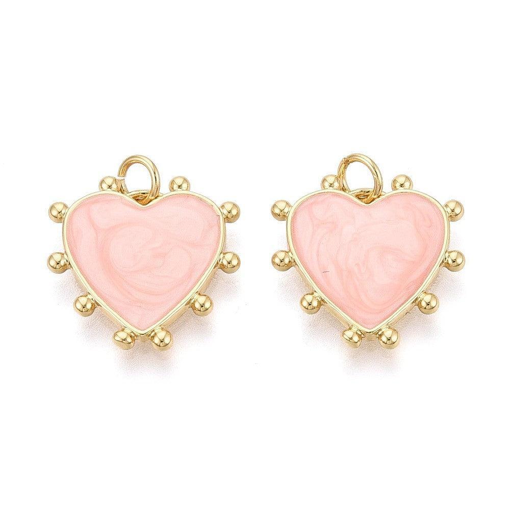 Bedel hart emaille peach 16K Gold plated 18mm - per stuk-bedels-Kraaltjes van Renate
