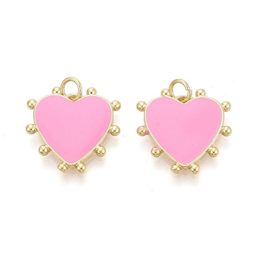 Bedel hart emaille roze 16K Gold plated 18mm - per stuk-bedels-Kraaltjes van Renate
