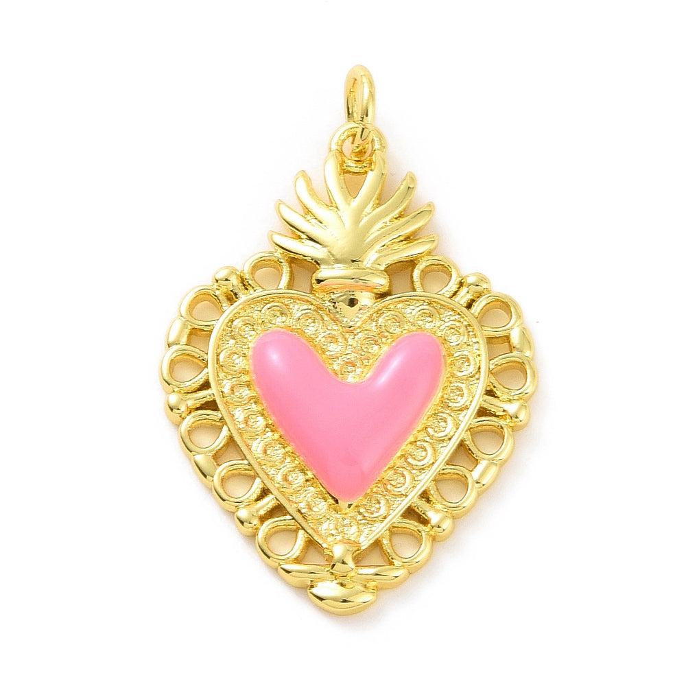 Bedel hart goud/roze 18K plated 20x28mm - per stuk-bedels-Kraaltjes van Renate