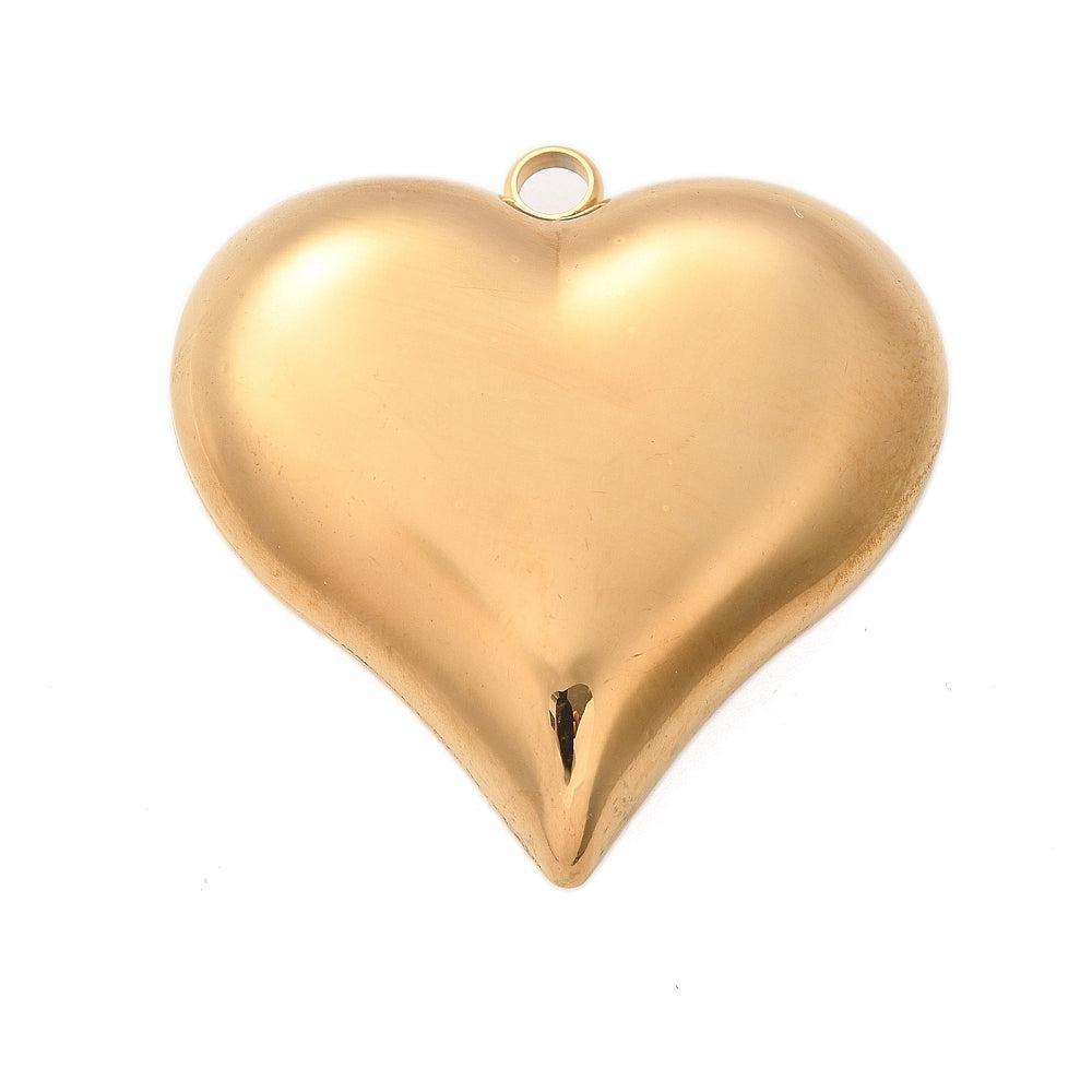 Bedel hart groot RVS 18K Goud 46mm - per stuk-bedels-Kraaltjes van Renate
