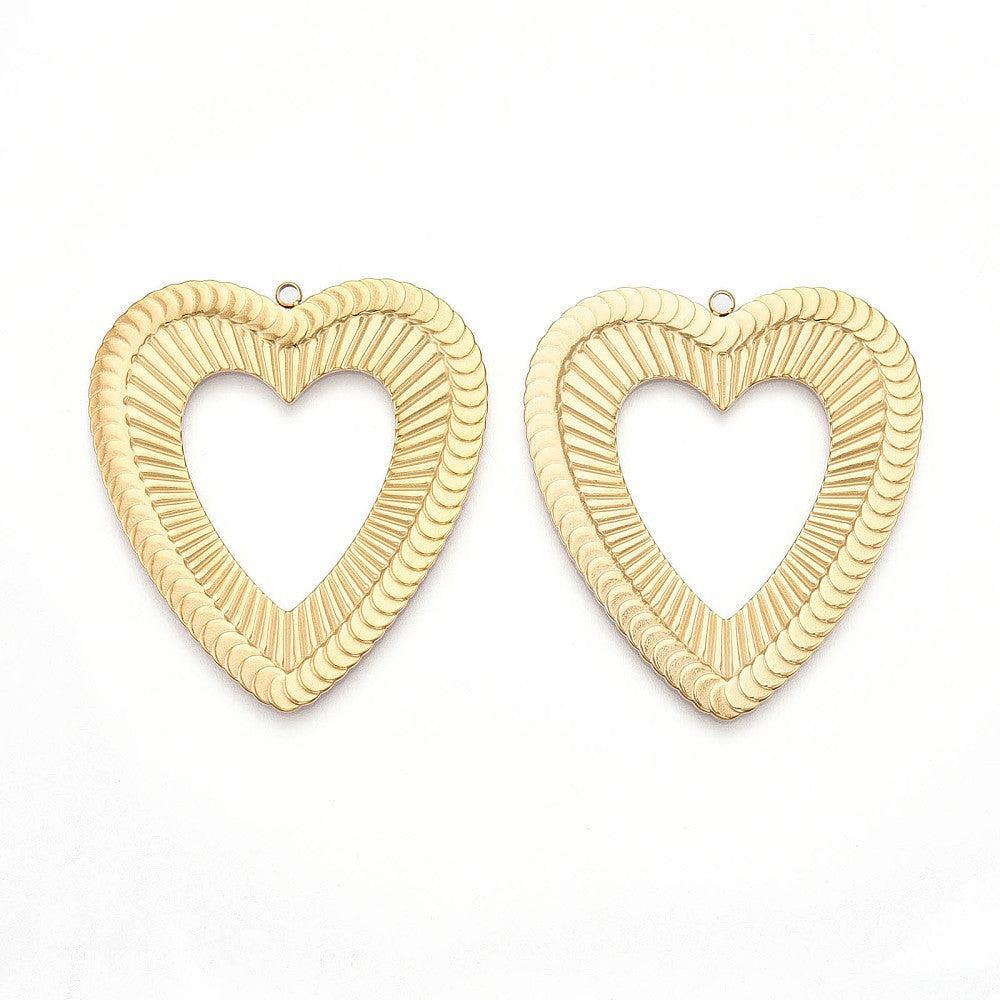 Bedel hart groot RVS 18K Goud 47mm - per stuk-bedels-Kraaltjes van Renate