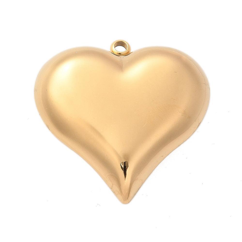 Bedel hart groot RVS 18K goud 41mm- per stuk-Kralen-Kraaltjes van Renate