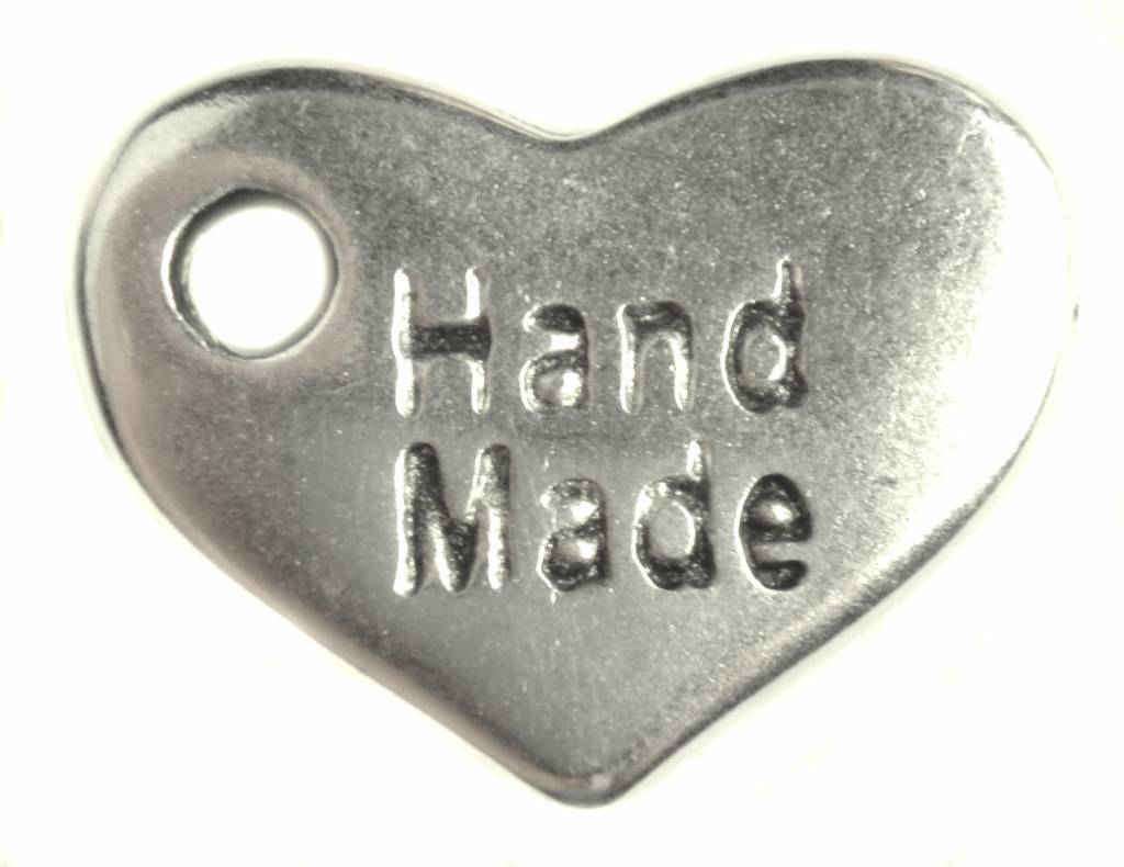 Bedel hart &#39;handmade&#39; Zilver DQ 15x10mm-Kraaltjes van Renate