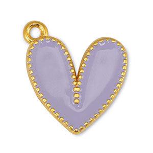 Bedel hart lila-Goud glitter DQ 16x19mm-bedels-Kraaltjes van Renate