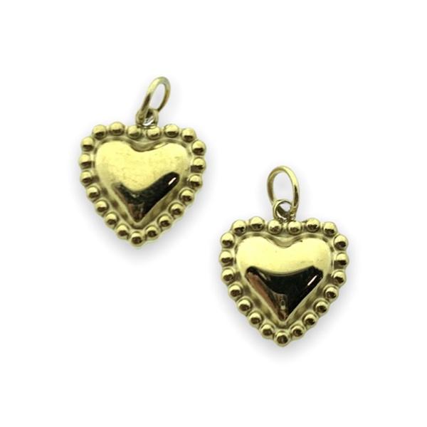 Bedel hart met bolletjes RVS goud 12x10mm-Kraaltjes van Renate