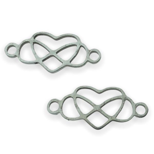 Bedel hart met infinity RVS zilver 10x23mm-Kraaltjes van Renate