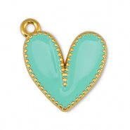 Bedel hart mint-Goud glitter DQ 16x19mm-bedels-Kraaltjes van Renate