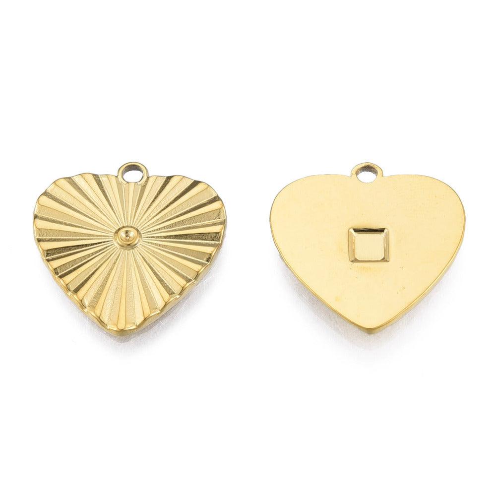 Bedel hart motief Stainless steel 18k Goud 19mm-bedels-Kraaltjes van Renate