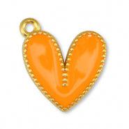 Bedel hart oranje-Goud glitter DQ 16x19mm-bedels-Kraaltjes van Renate
