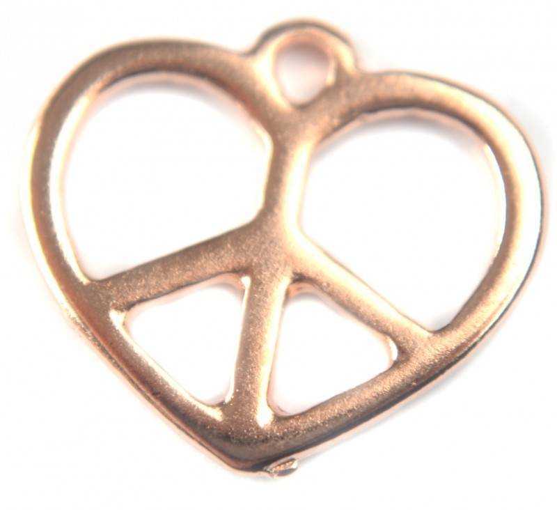 Bedel hart peace metaal roségoud DQ 17x15mm-Kraaltjes van Renate