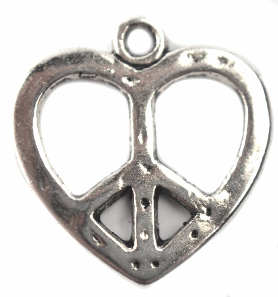 Bedel hart peace zilver 19mm - 3 stuks-Kraaltjes van Renate