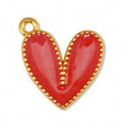 Bedel hart rood-Goud glitter DQ 16x19mm-bedels-Kraaltjes van Renate