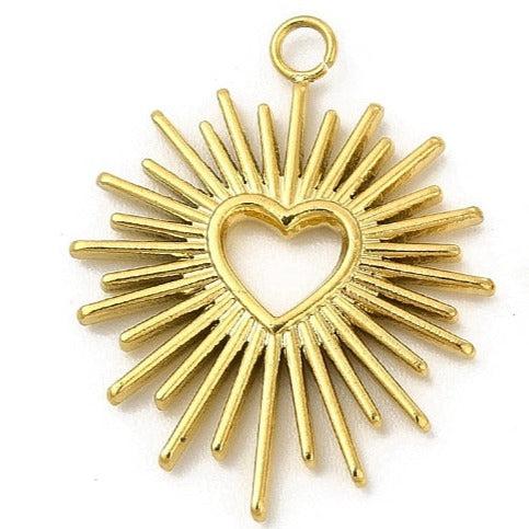 Bedel hart stralen Stainless steel 18K gold 23mm-bedels-Kraaltjes van Renate