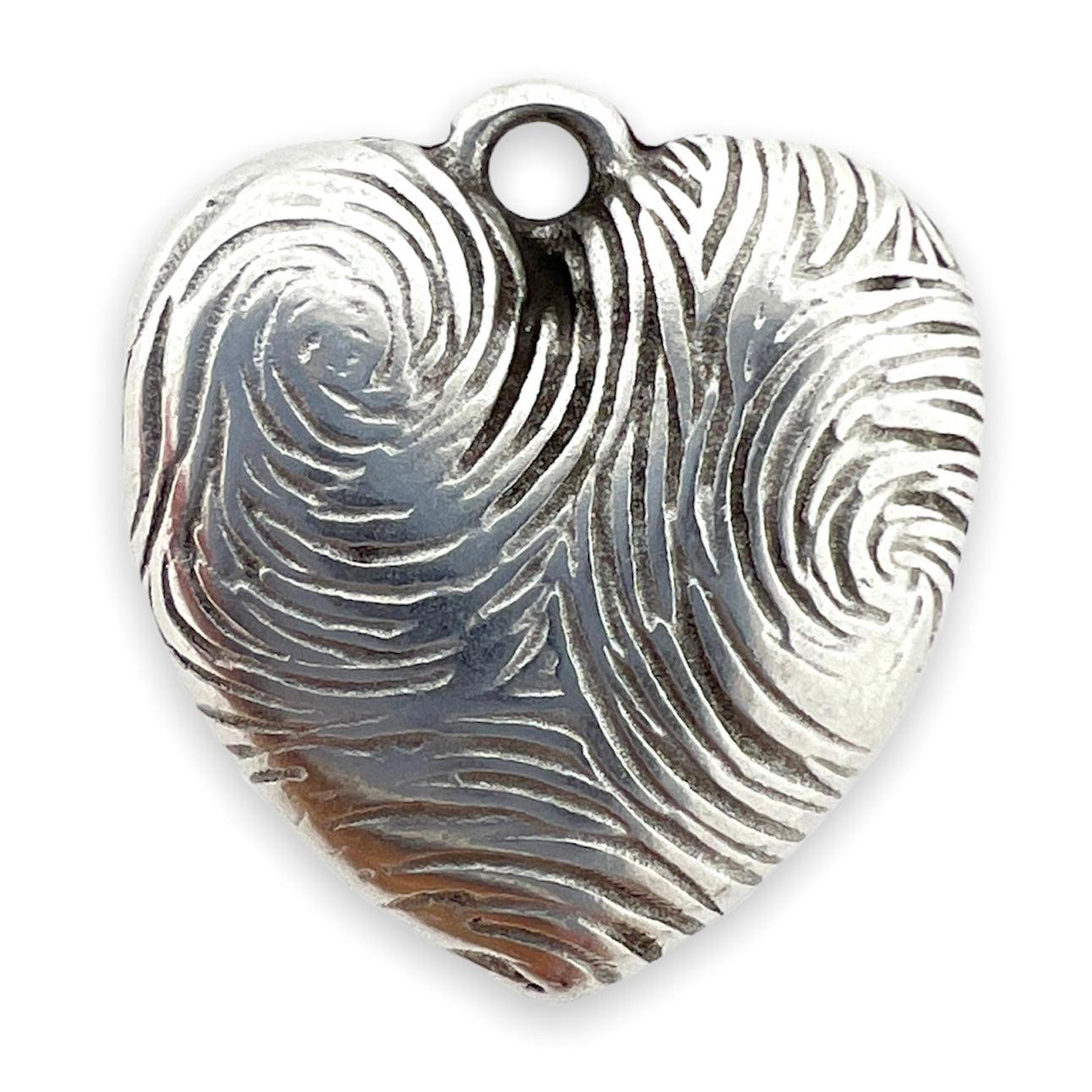 Bedel hart vingerafdruk Zilver DQ 16x17mm-bedels-Kraaltjes van Renate