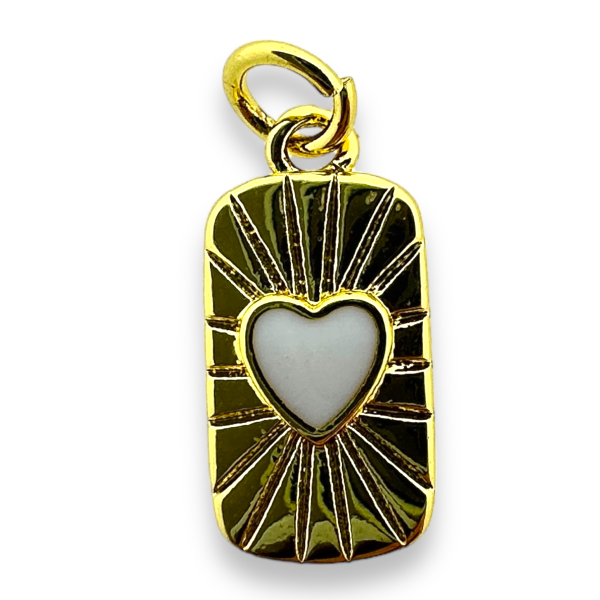 Bedel hart wit 18K plated goud 17x8mm-bedels-Kraaltjes van Renate