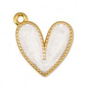 Bedel hart wit-Goud glitter DQ 16x19mm-bedels-Kraaltjes van Renate