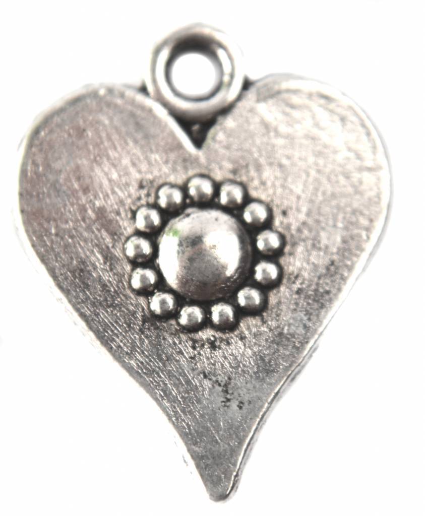 Bedel hart zilver 19x15mm - 3st-Kraaltjes van Renate