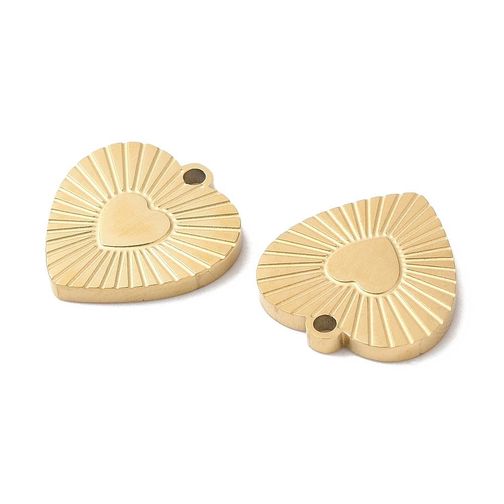 Bedel hartje 18K RVS goud 12x11mm-bedels-Kraaltjes van Renate