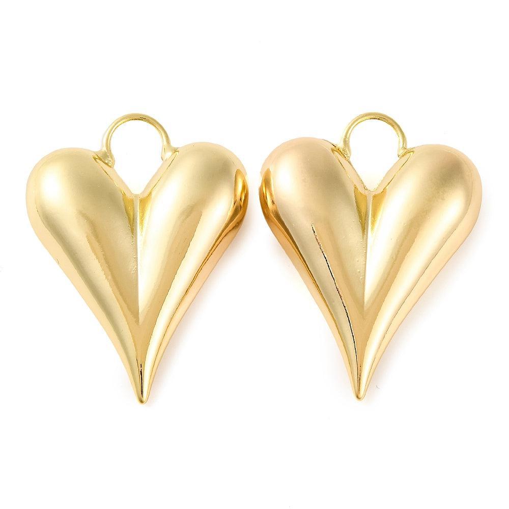 Bedel hartje 18K brass goud 38mm- per stuk-Kralen-Kraaltjes van Renate