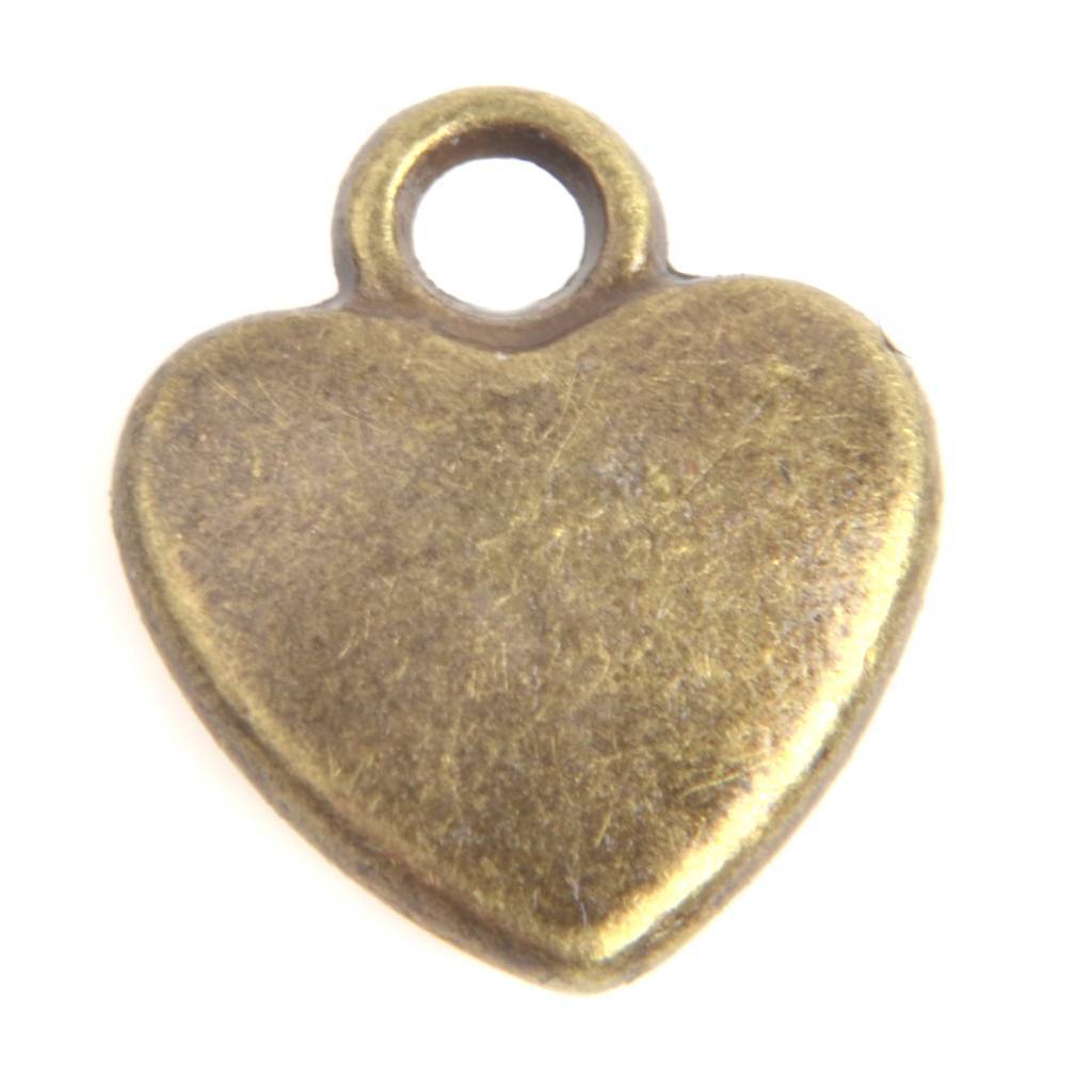 Bedel hartje Brons 12x10mm - 6 stuks-Kraaltjes van Renate