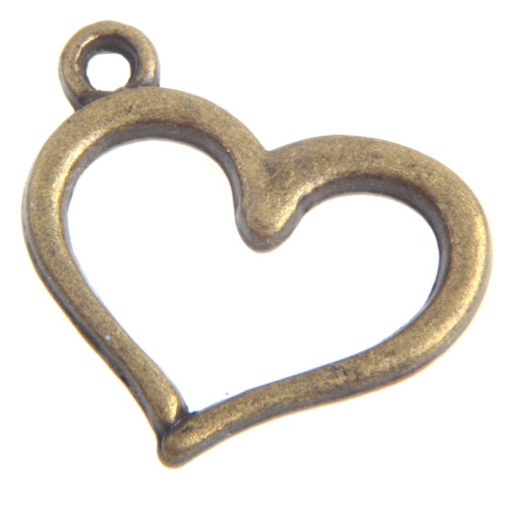 Bedel hartje Brons 13x16mm - 3 stuks-Kraaltjes van Renate