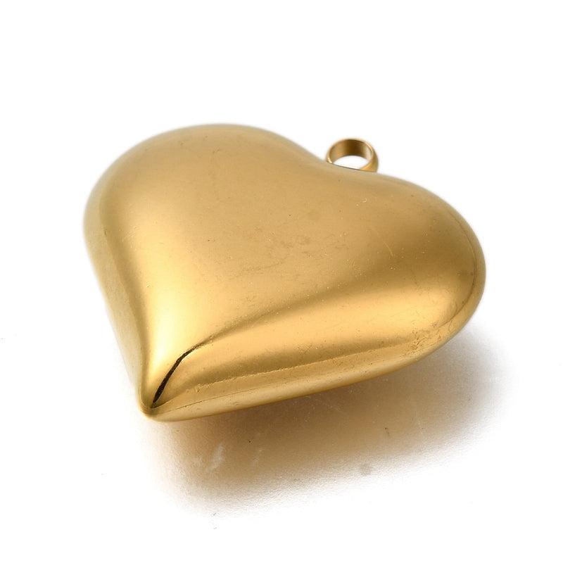 Bedel hartje Goud RVS 32x29mm-bedels-Kraaltjes van Renate