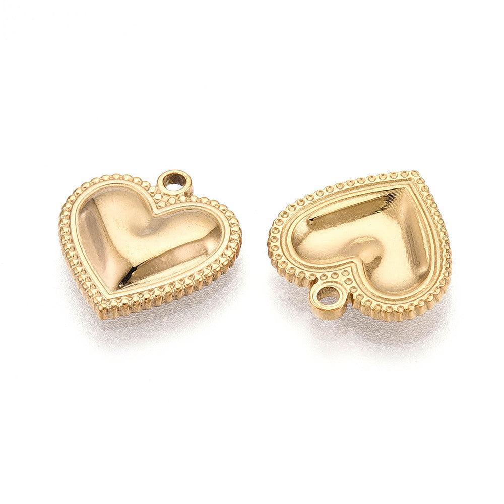 Bedel hartje RVS 18K Goud 16mm - per stuk-bedels-Kraaltjes van Renate